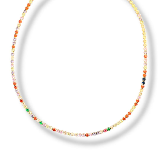 Colorful Zircon Tennis Necklace