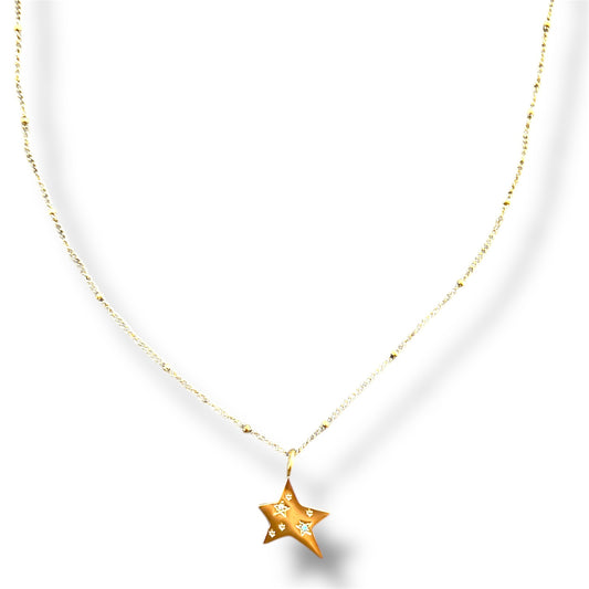 Gold Zircon Star Necklace