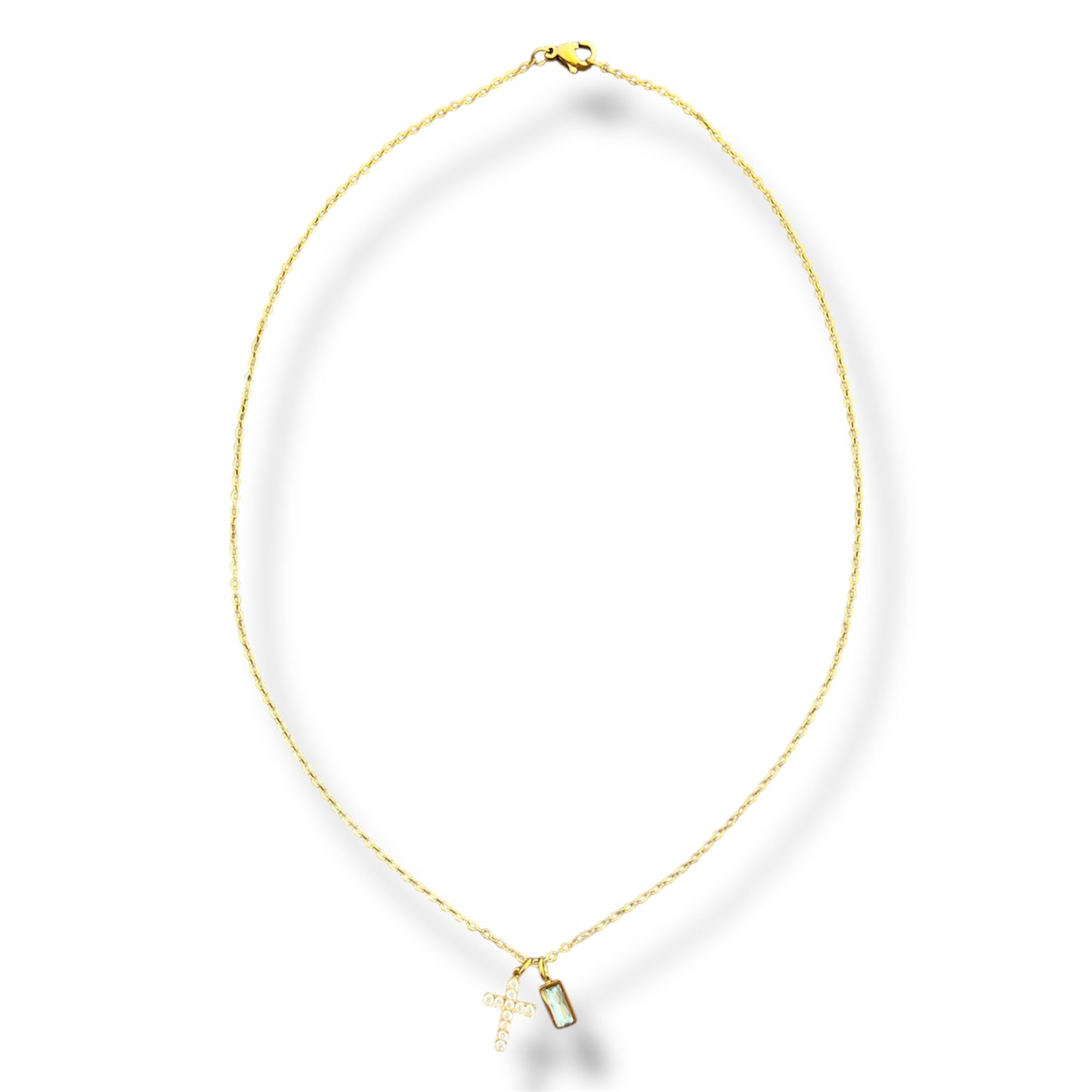 Gold Cross with Crystal Necklace