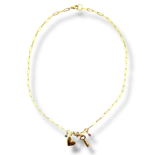 Gold Zircon Spring Charm Necklace