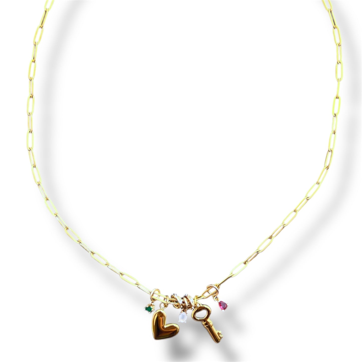 Gold Zircon Spring Charm Necklace