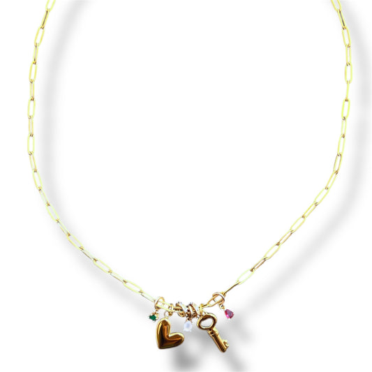 Gold Zircon Spring Charm Necklace