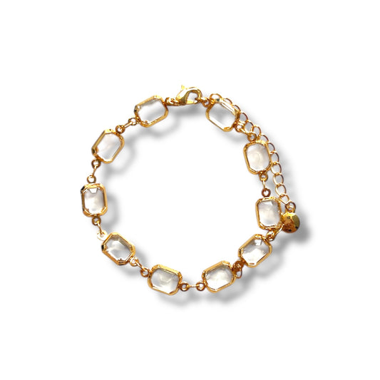 Gold Emerald Glass Bracelet