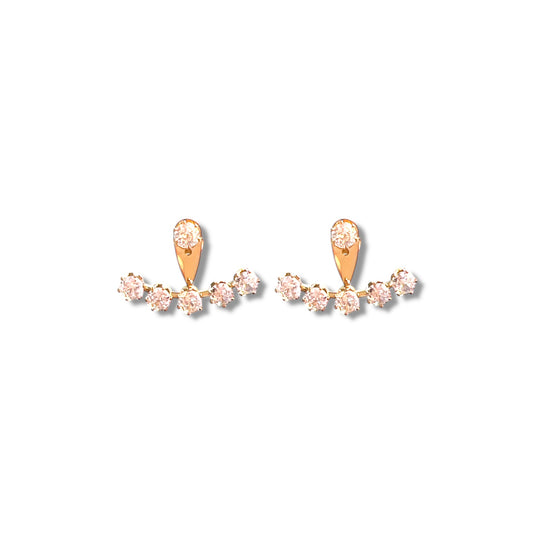 Gold Zircon Front-Back Earrings