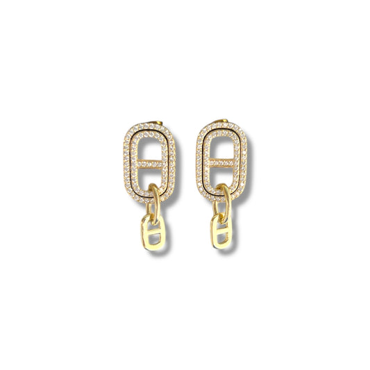 Gold Zircon Link Earrings