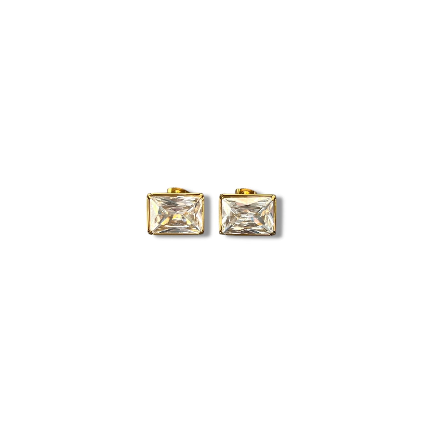 Gold Zircon Rectangle Earrings