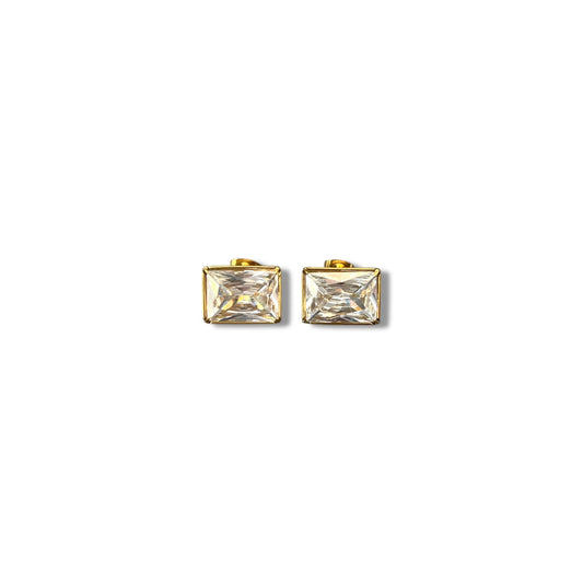 Gold Zircon Rectangle Earrings