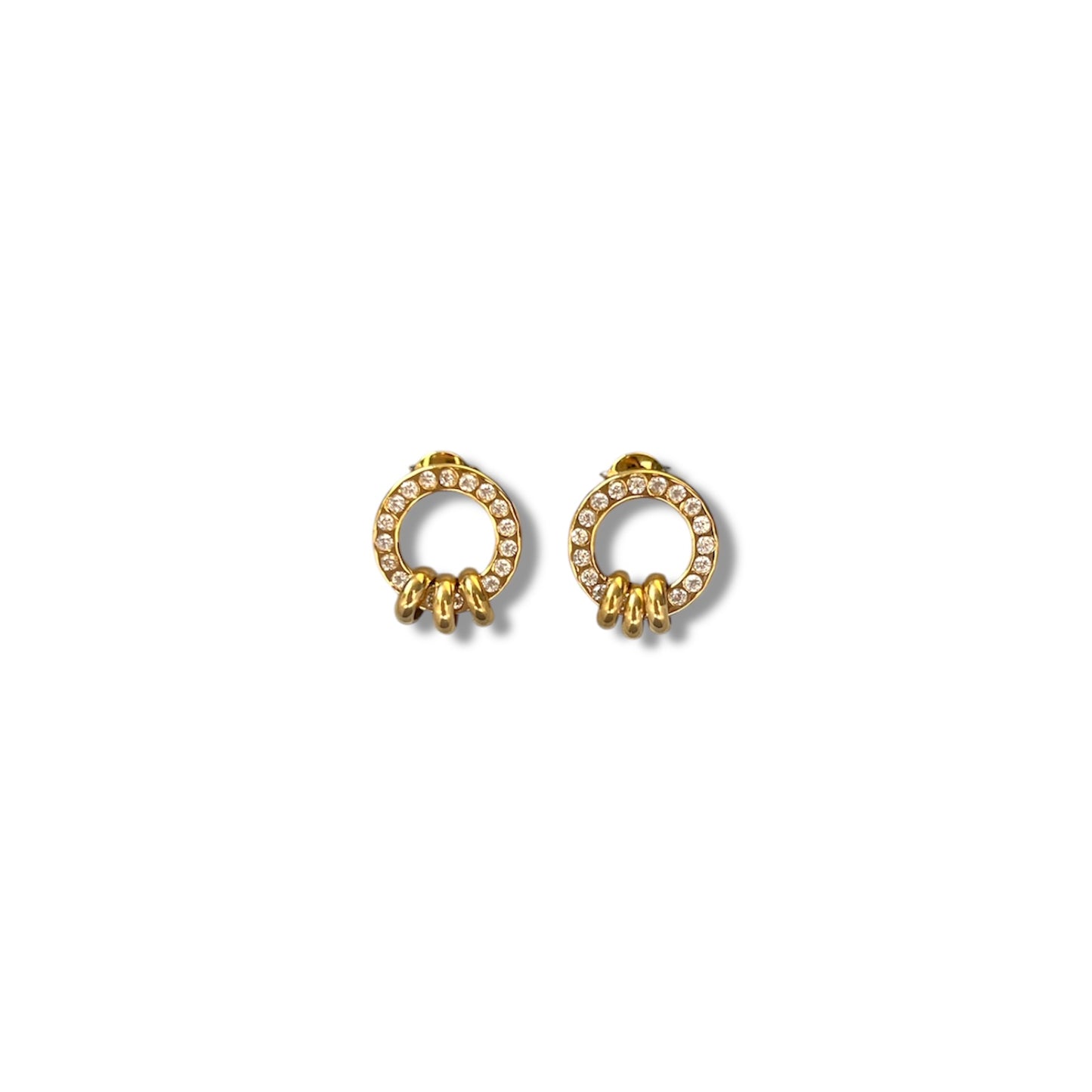 Gold Pavé Circle Ring Earrings