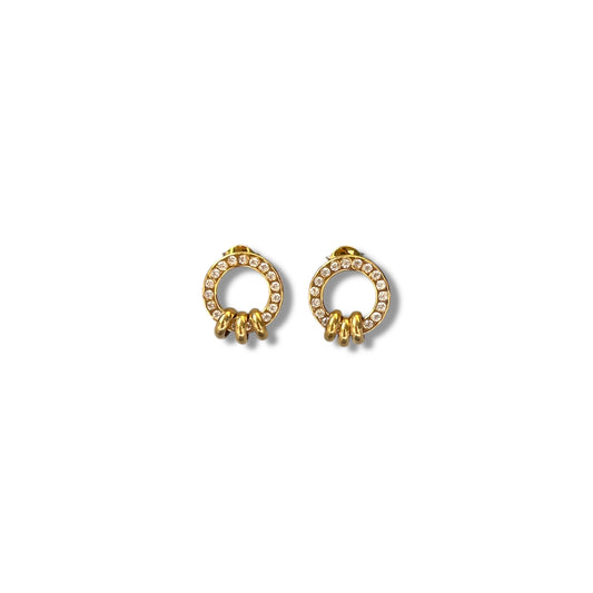 Gold Pavé Circle Ring Earrings