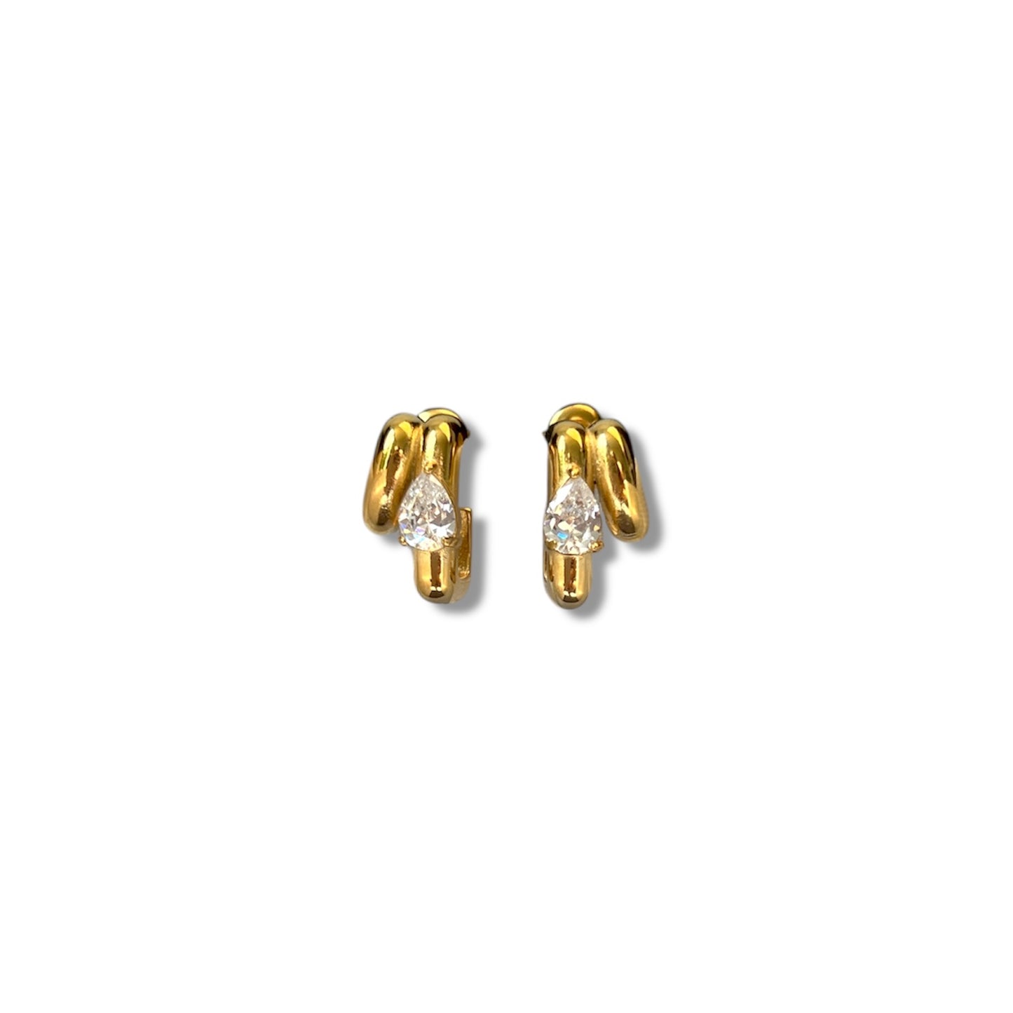 Gold Double-Layer Zircon Earrings
