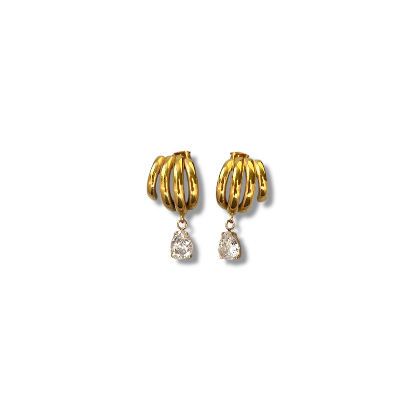 Gold Zircon Drop Earrings
