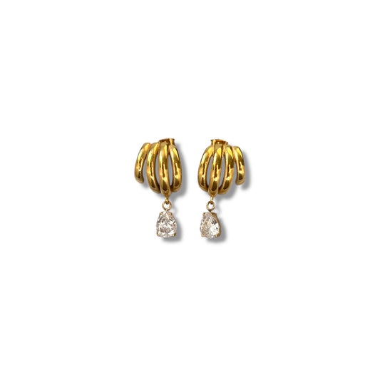 Gold Zircon Drop Earrings