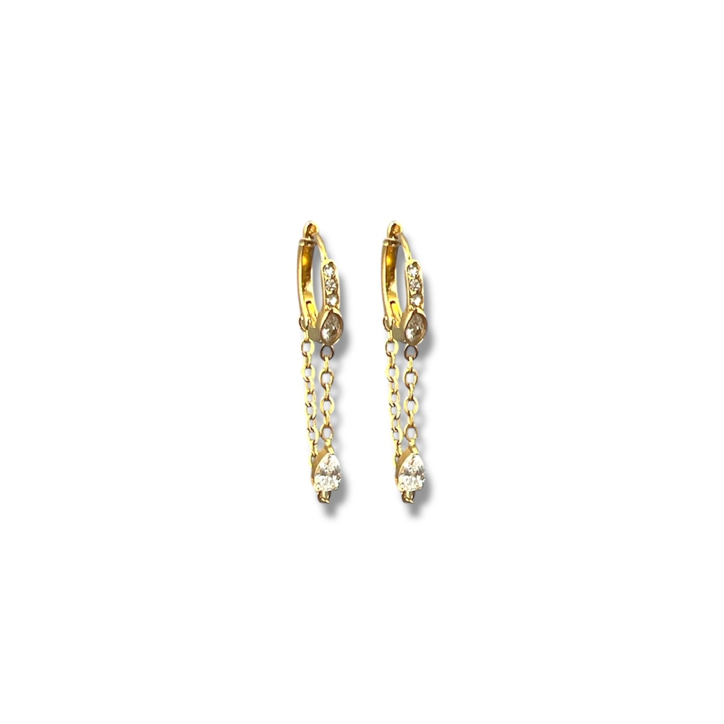 Gold Chain Zircon Earrings
