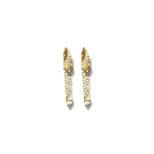 Gold Chain Zircon Earrings
