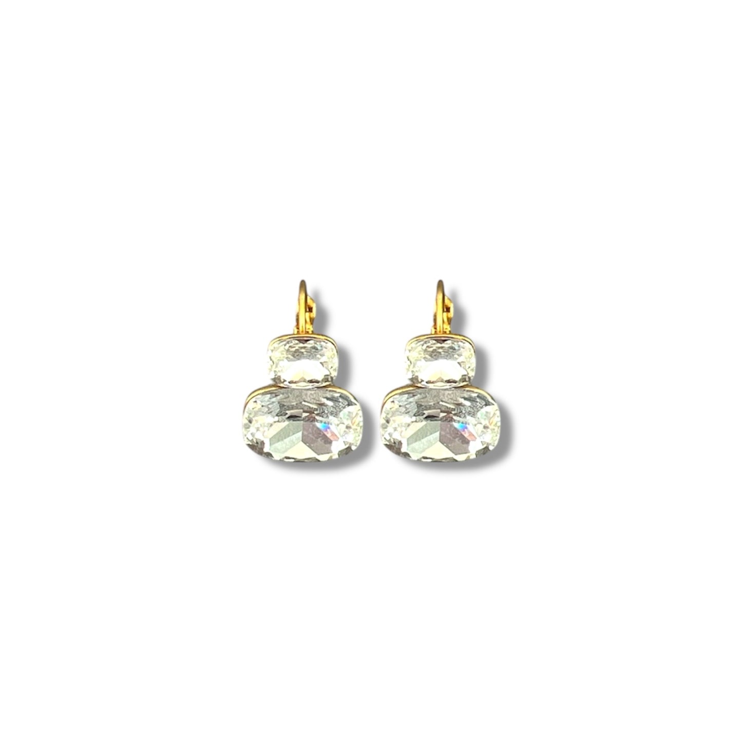 Gold Double Zircon Earrings