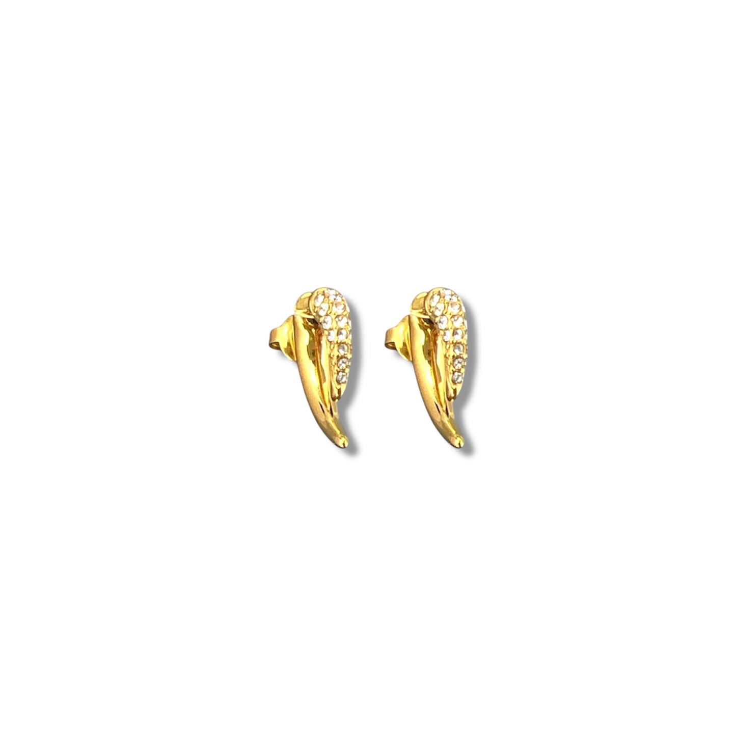 Gold Pavé Curved Front-Back Earrings