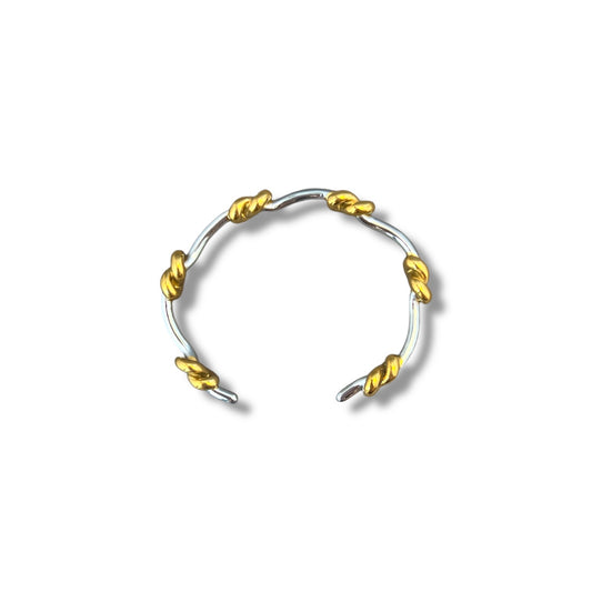 Gold and Silver Knot Cuff Bracelet