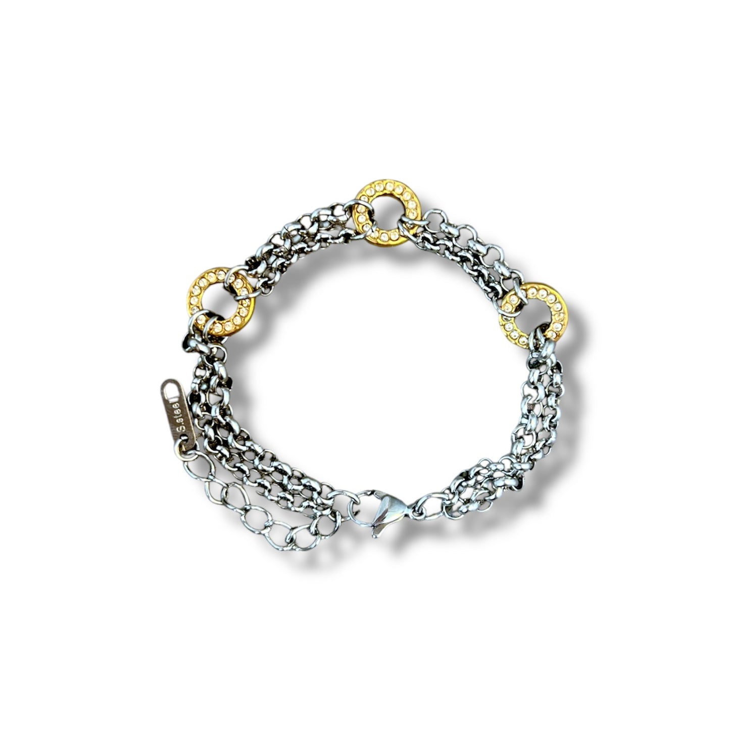Gold and Silver Zircon Circles Bracelet