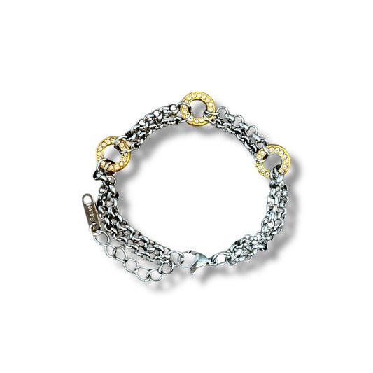 Gold and Silver Zircon Circles Bracelet