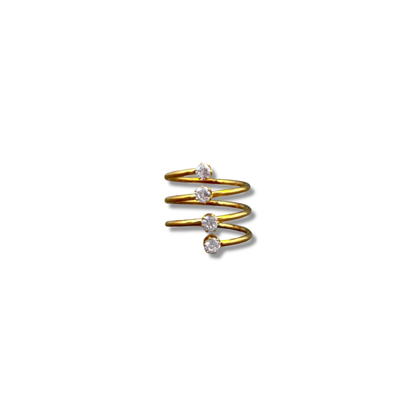 Gold Spiral Zircon Ring