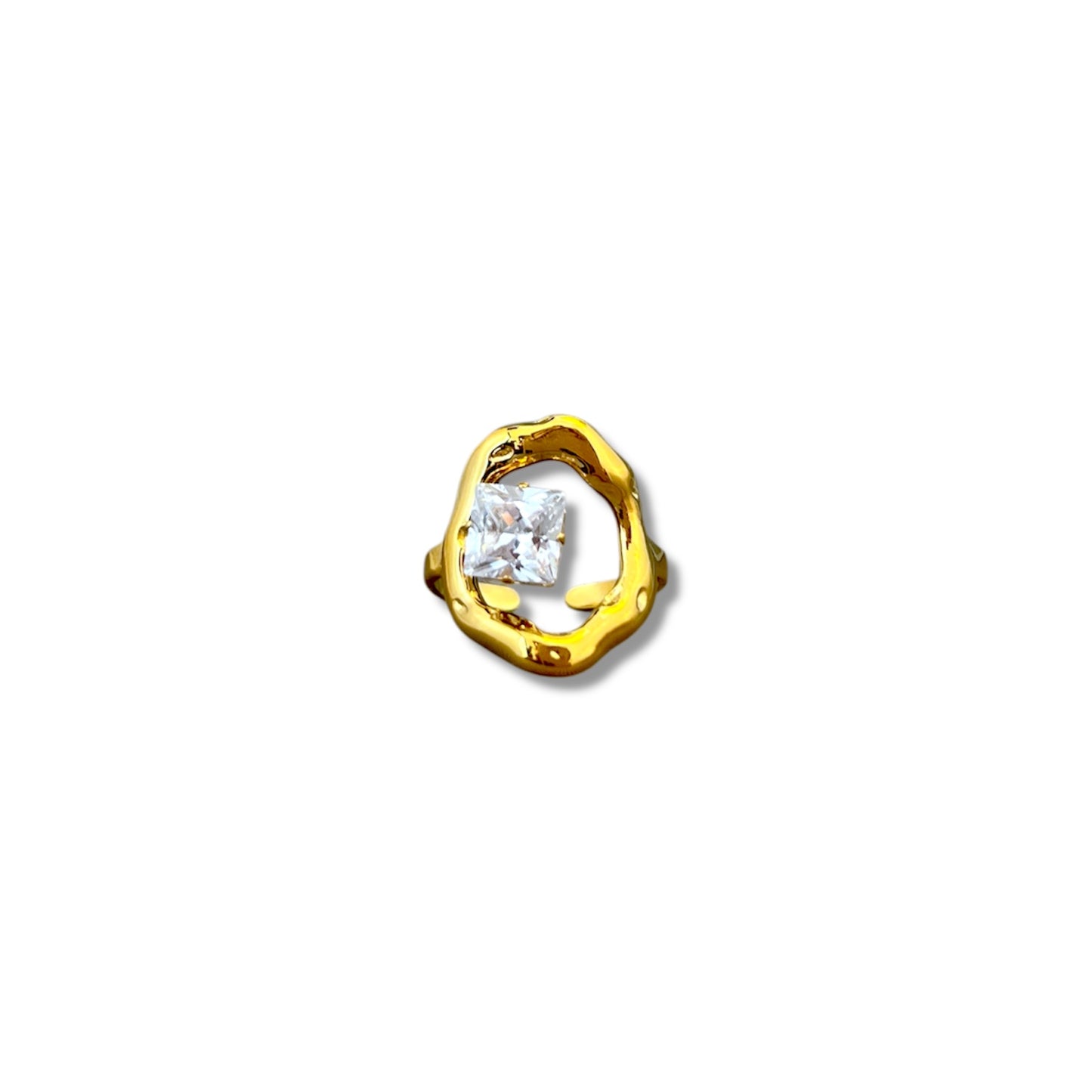 Gold Geometric Zircon Ring