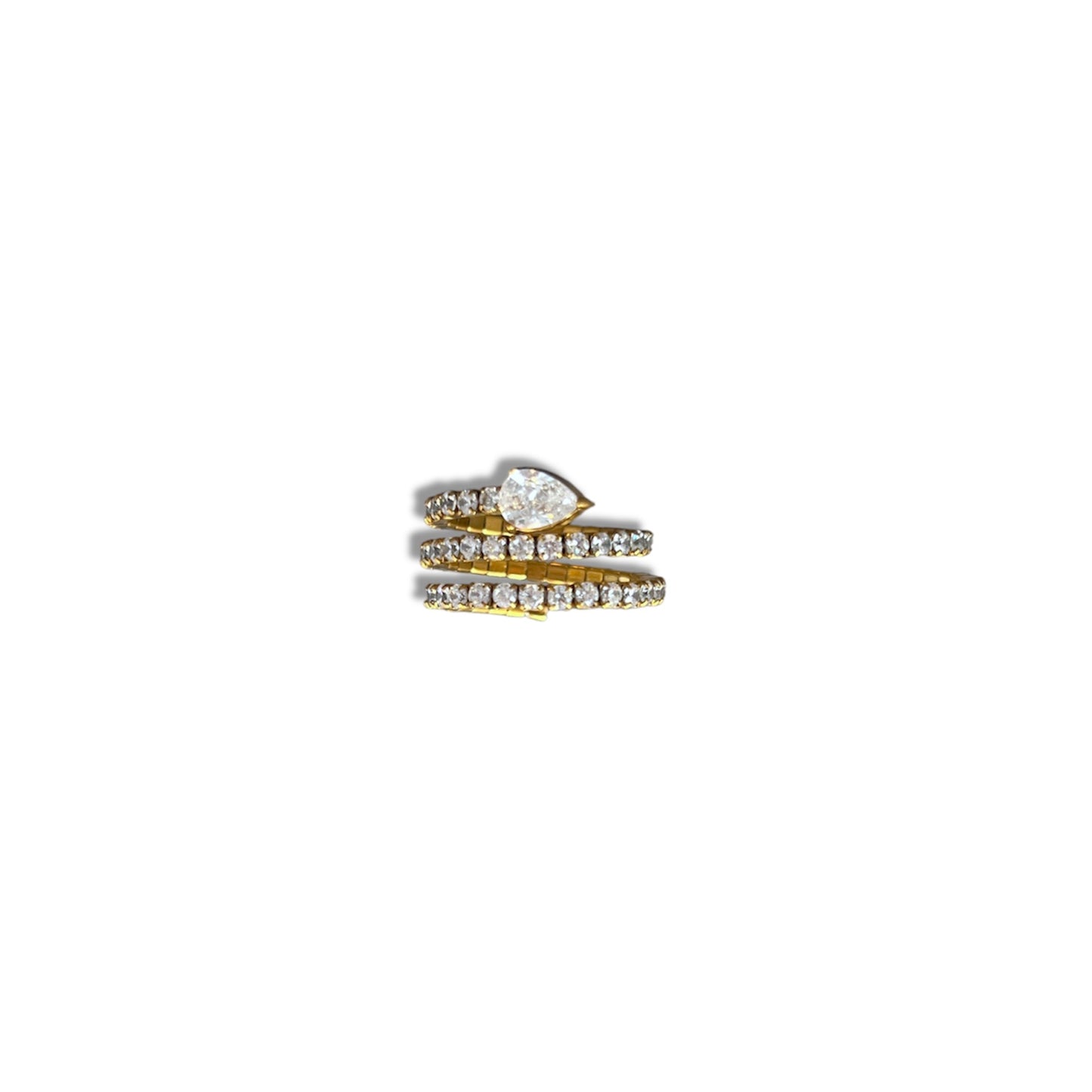 Gold Zircon Spiral Arrow Ring