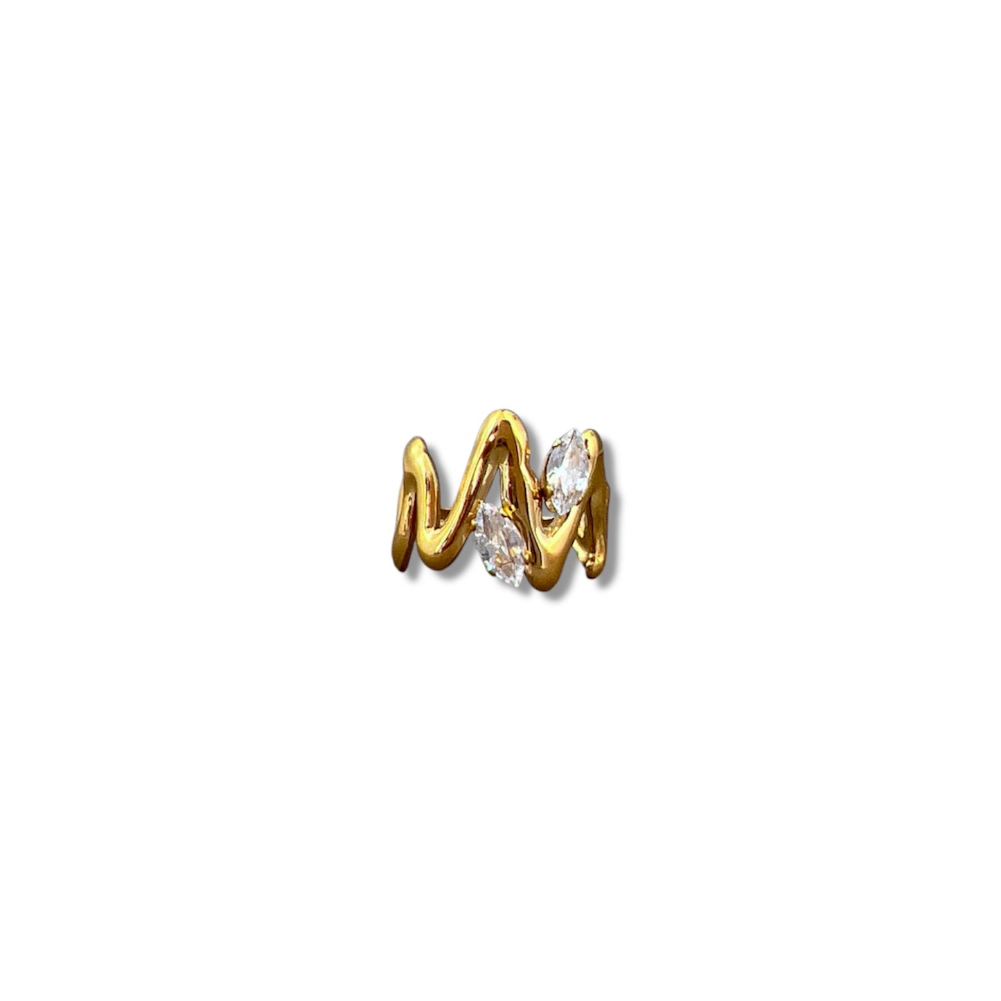 Gold Zigzag Zircon Ring