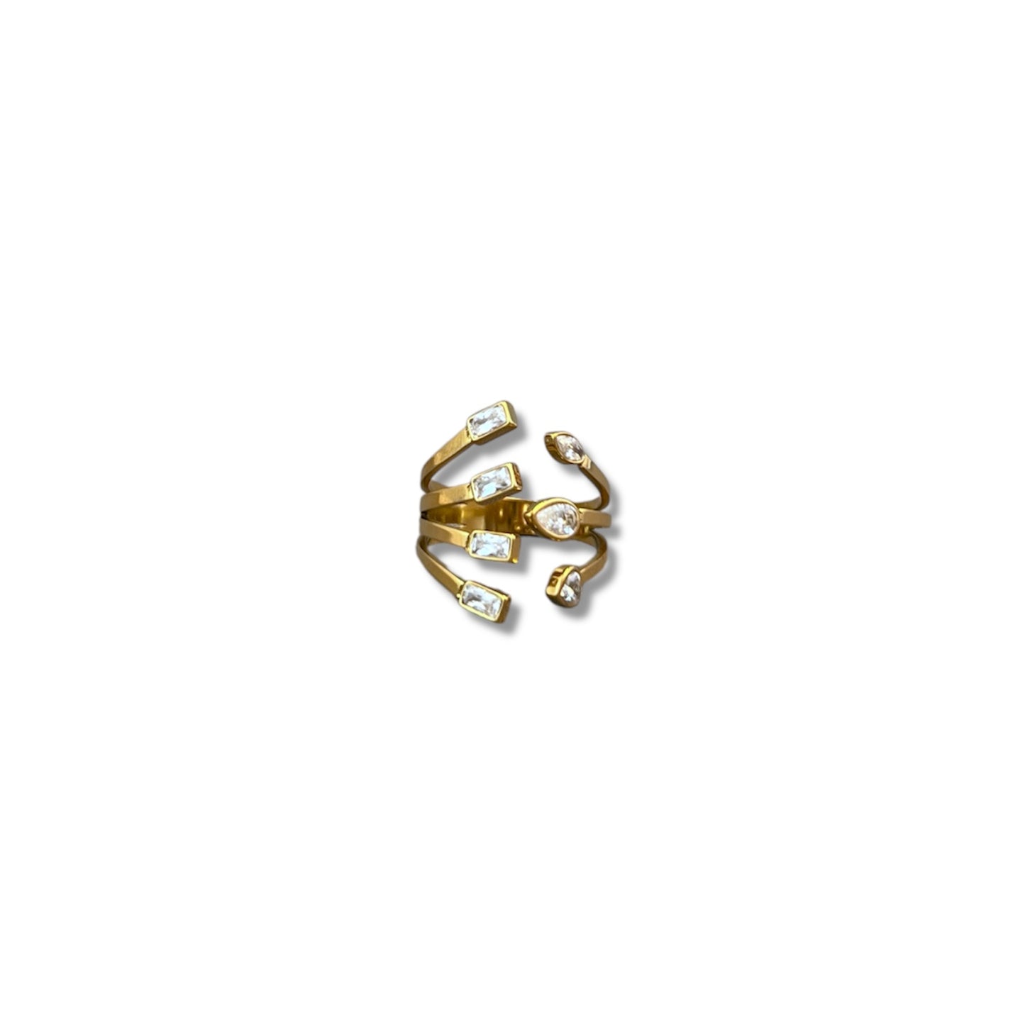 Gold Zircon Mixed Cut Open Ring