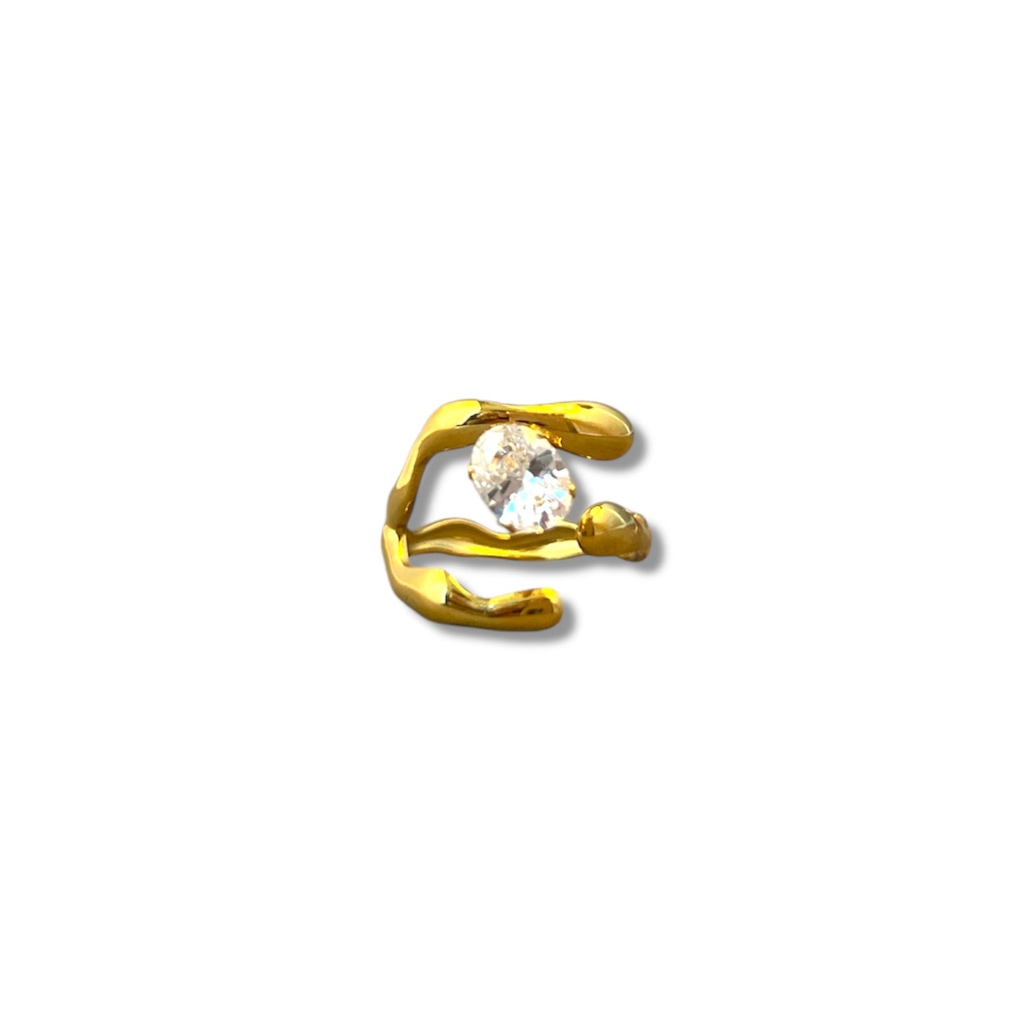 Gold Geometric Zircon Open Ring