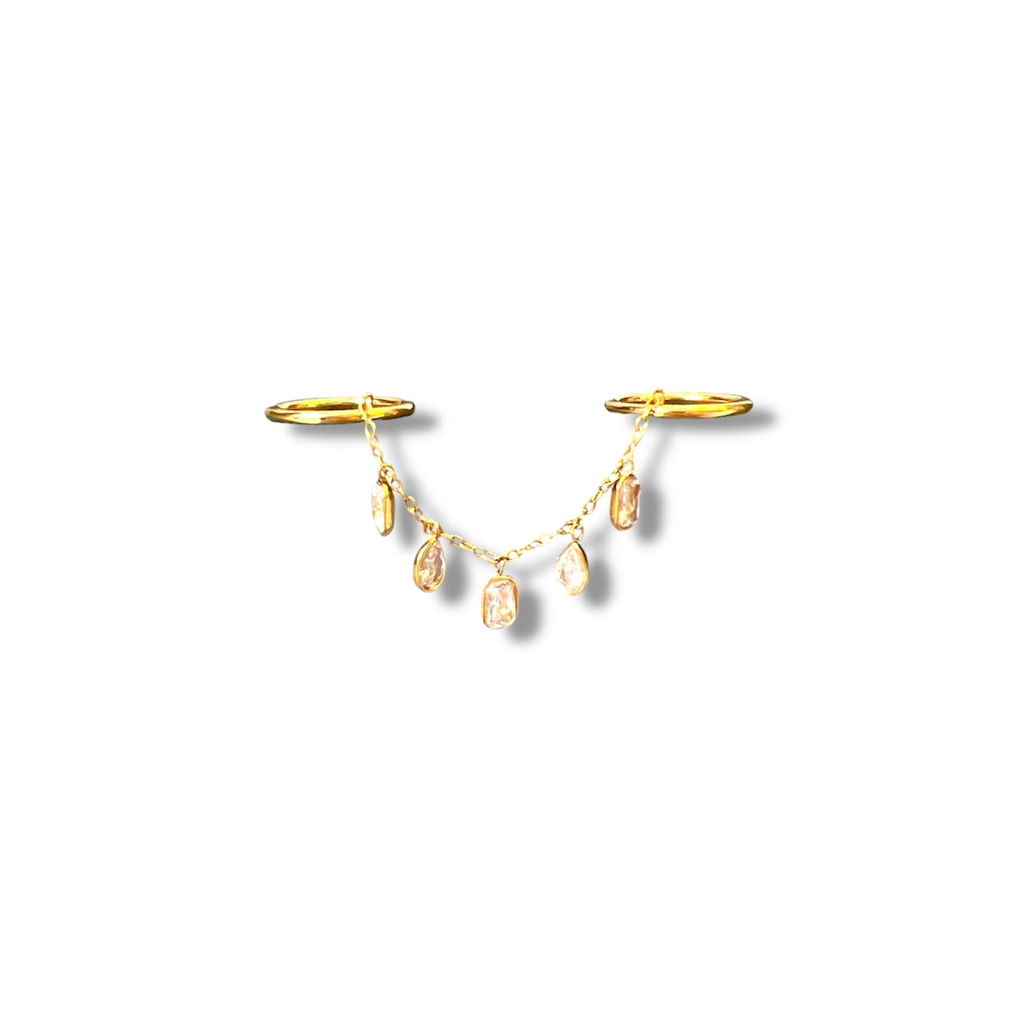 Gold Dual Zircon Chain Ring
