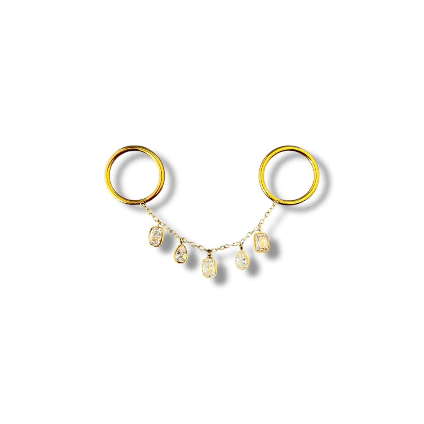 Gold Dual Zircon Chain Ring