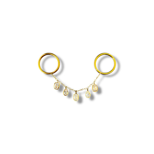 Gold Dual Zircon Chain Ring