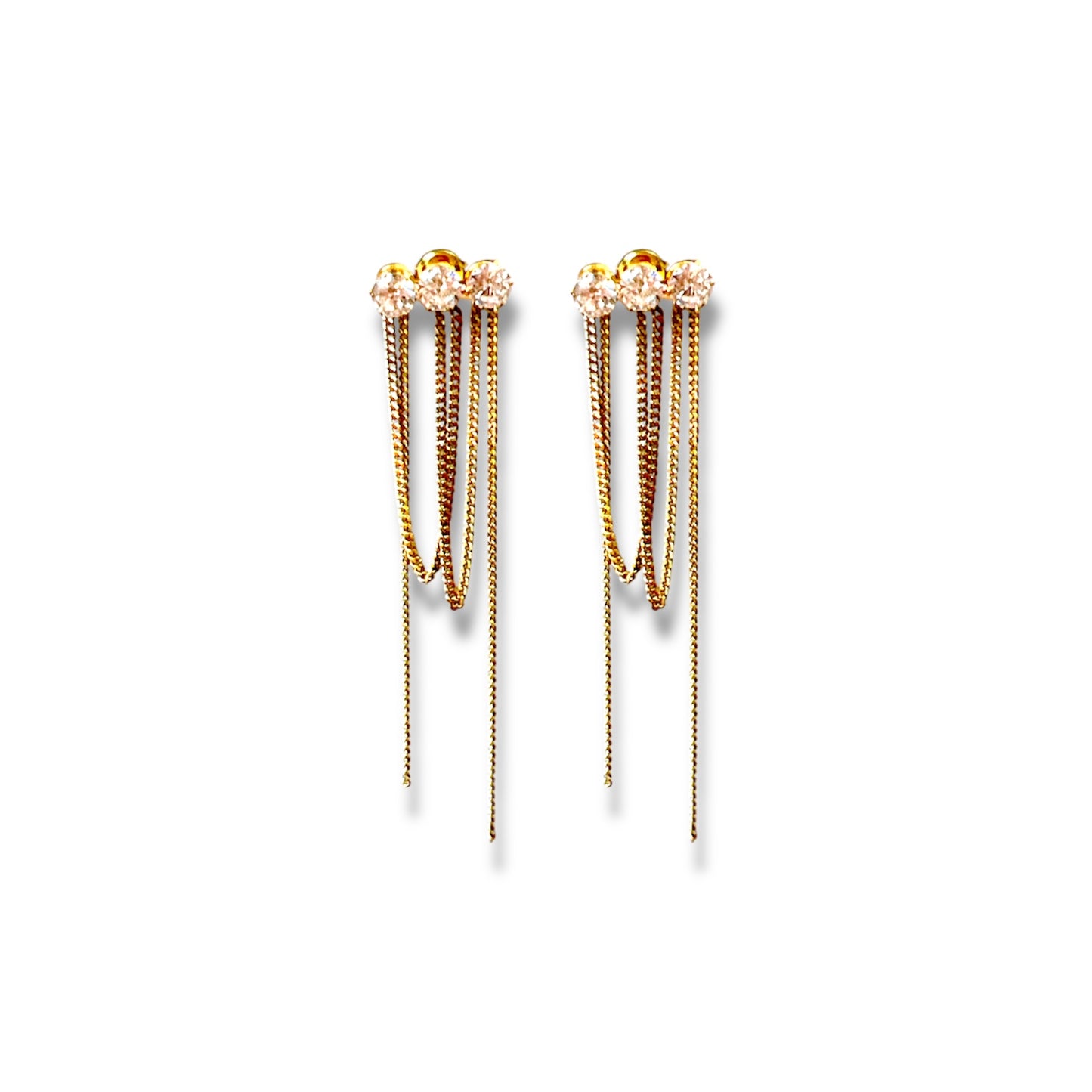 Gold Zircon Chain Earrings