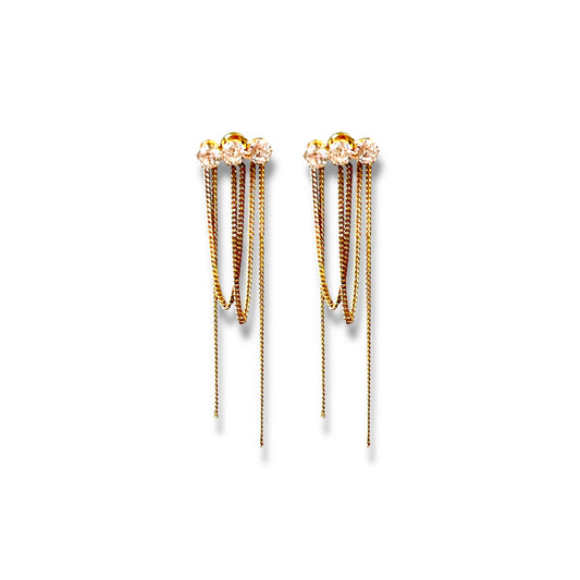 Gold Zircon Chain Earrings
