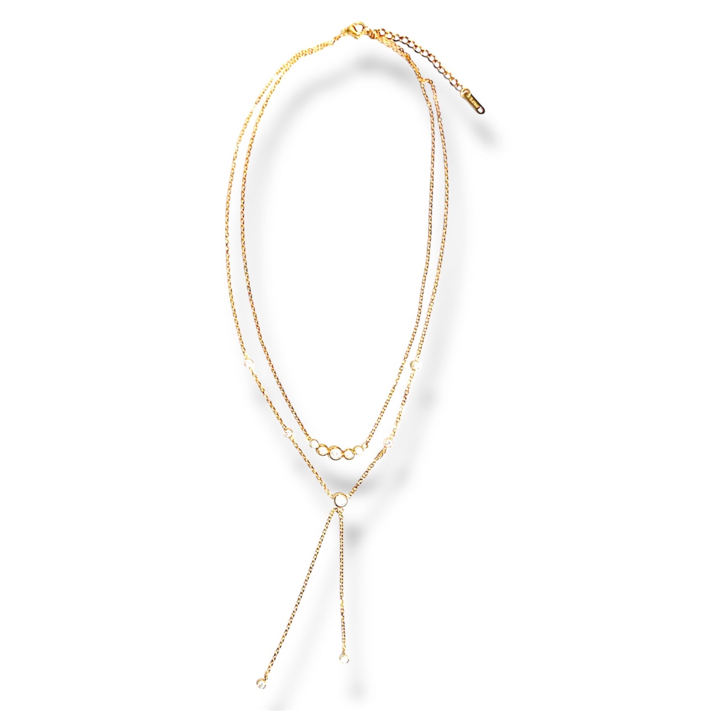 Gold Layered Y-Shaped Zircon Necklace