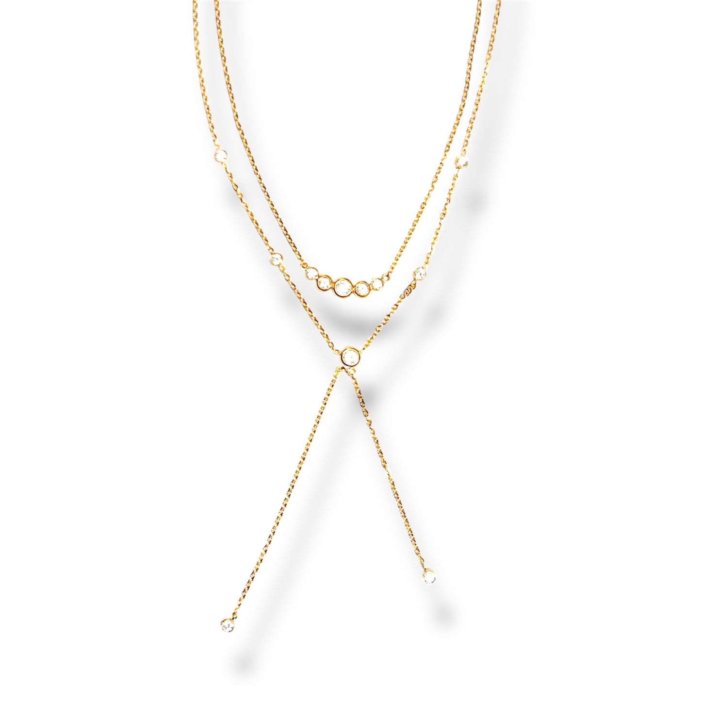 Gold Layered Y-Shaped Zircon Necklace
