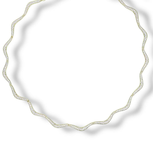 PRE-ORDER: Gold Wave Tennis Necklace