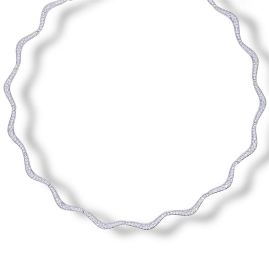 PRE-ORDER: Silver Wave Tennis Necklace