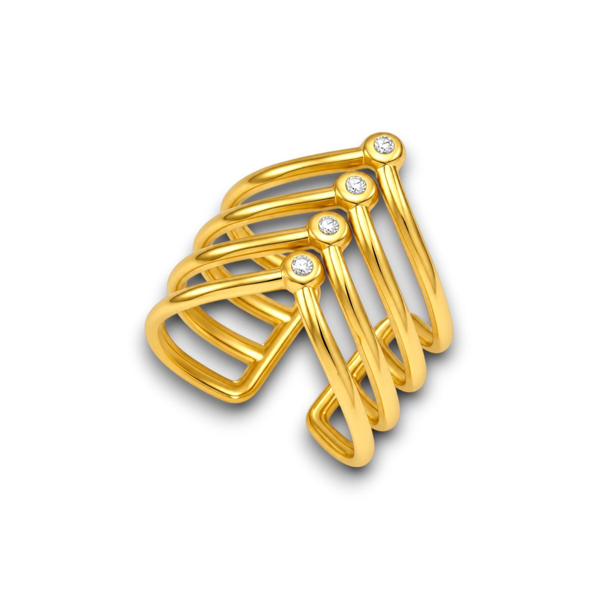 Gold Layered V-Shaped Zircon Ring