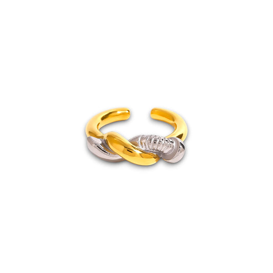 Gold and Silver Twisted Screw Ring