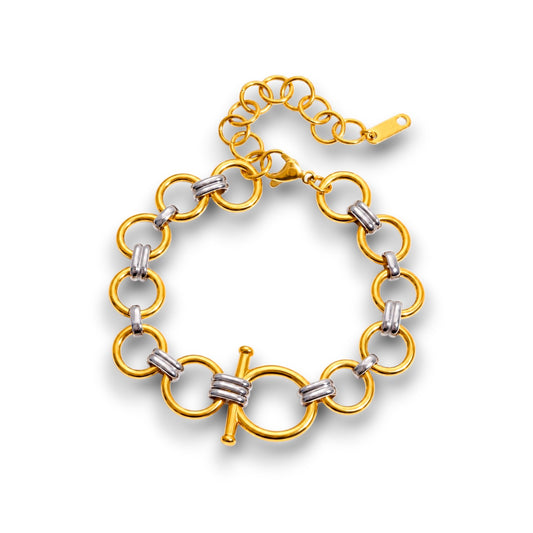 Gold and Silver Equestrian Link Bracelet