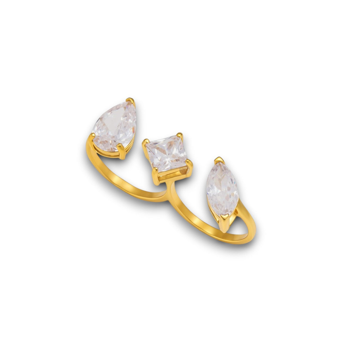 Gold Trio Zircon Ring