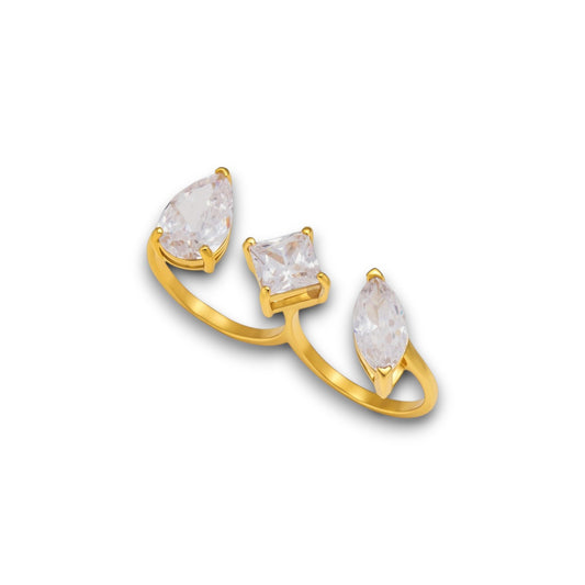 Gold Trio Zircon Ring