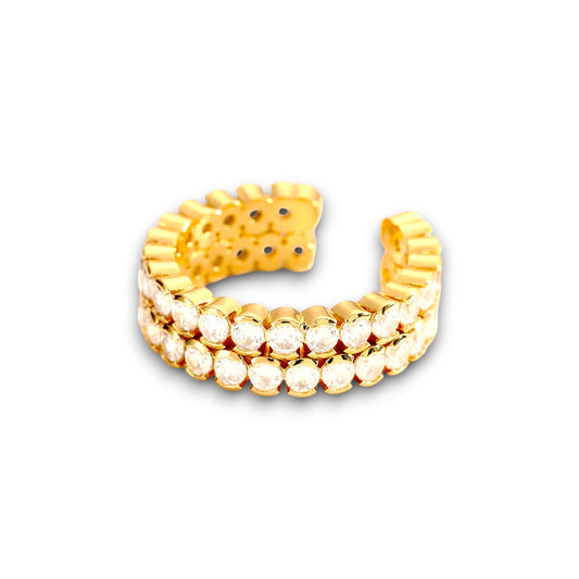 Gold Double Band Zircon Ring