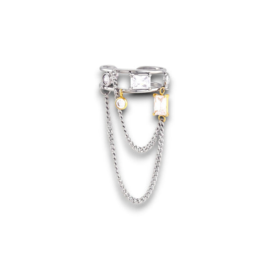 Silver Zircon Chain Ring