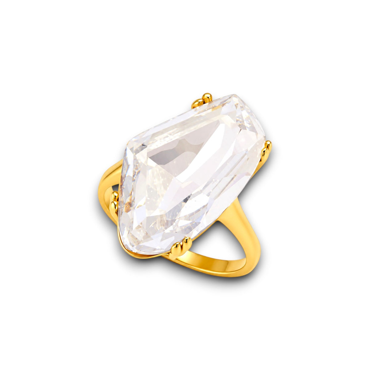 Gold Elongated Cushion Zircon Ring