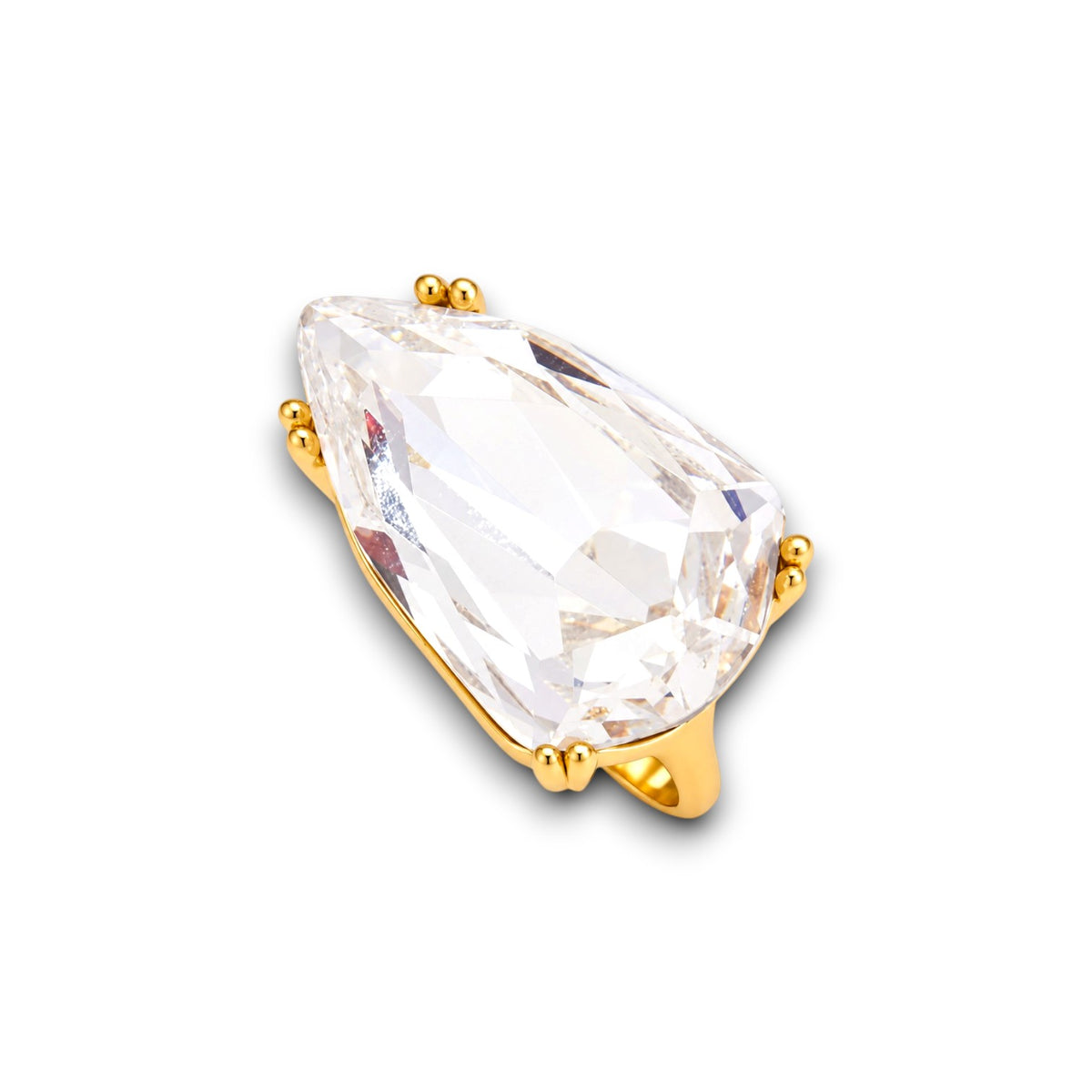 Gold Pear Zircon Stone Ring