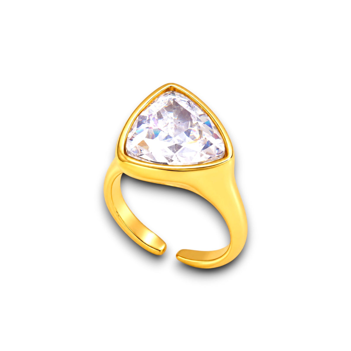Gold Bezel Triangle Zircon Ring