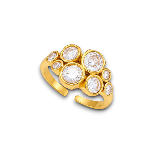 Gold Bezel Bubble Zircon Ring