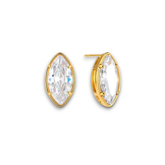 Gold Marquise Zircon Stud Earrings